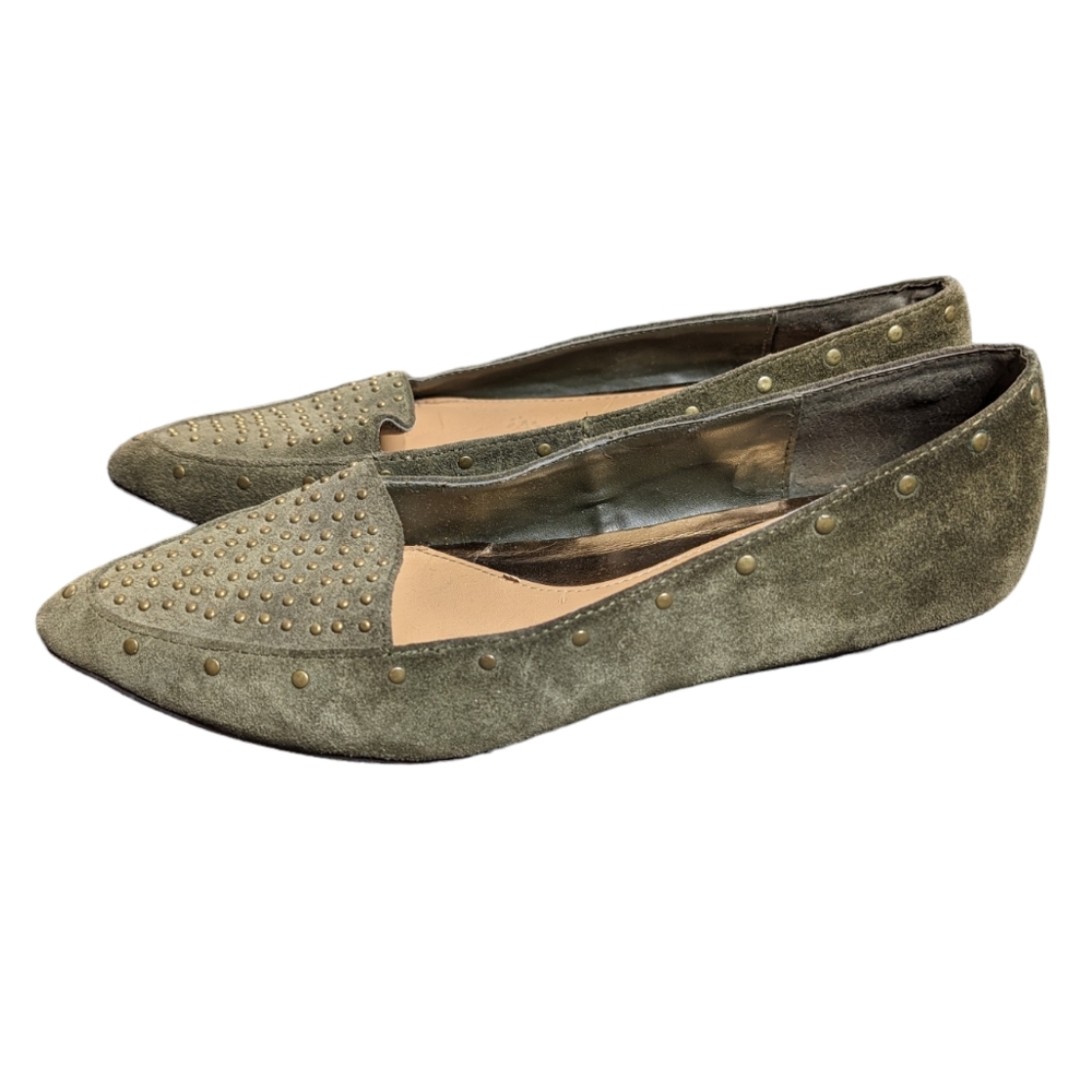 DV by Dolce Vita Leena Studded Flat Earthy Green Color Pointed Flats Size 7.5